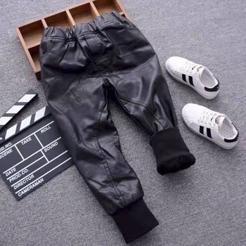 Dječje hlače od umjetne kože, uski kroj, casual stil, jesen 2020