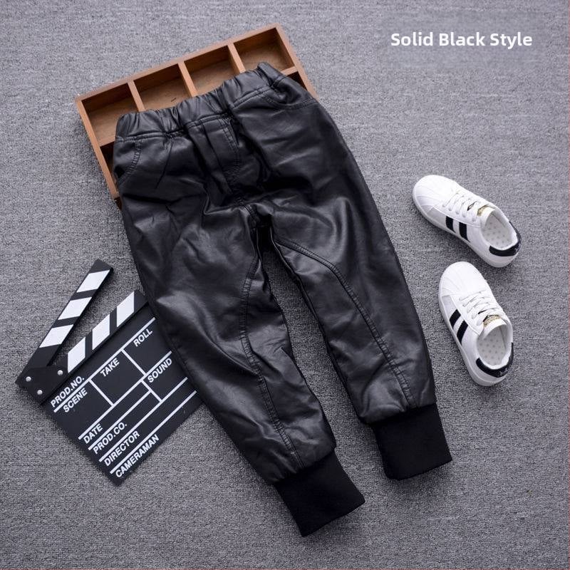 Dječje hlače od umjetne kože, uski kroj, casual stil, jesen 2020