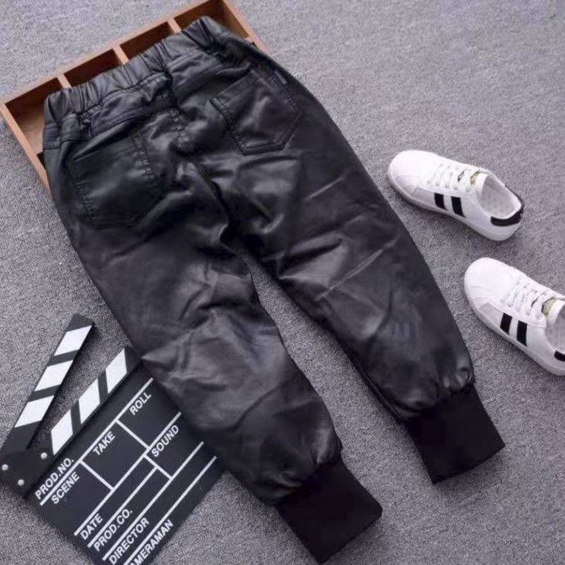 Dječje hlače od umjetne kože, uski kroj, casual stil, jesen 2020