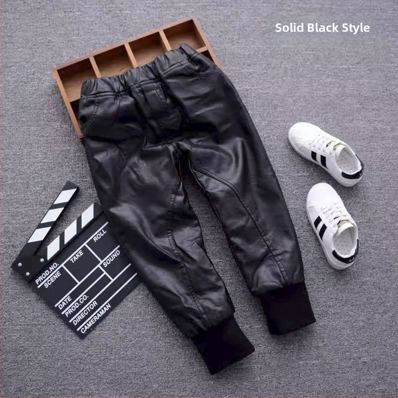 Dječje hlače od umjetne kože, uski kroj, casual stil, jesen 2020