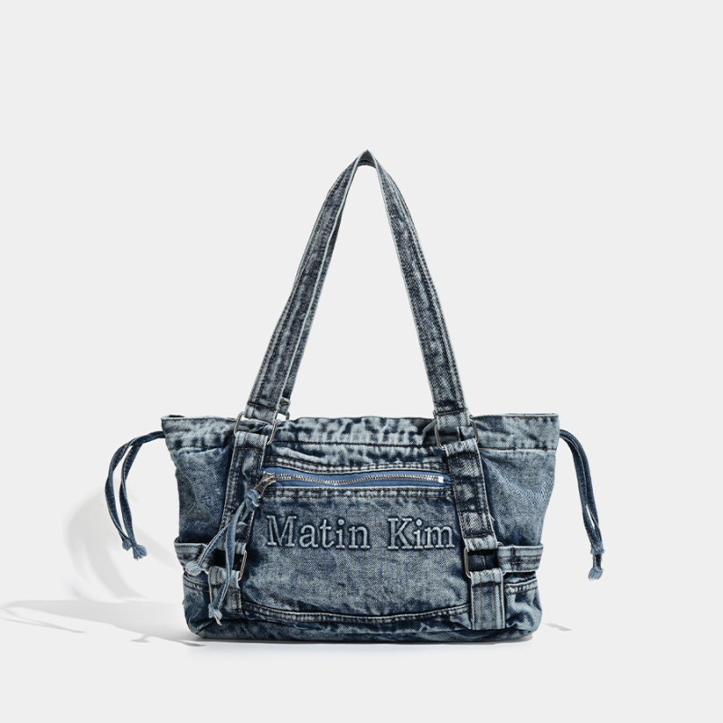 Tote torba - denim, horizontalni kvadratni oblik, zatvarač, džep za telefon, jedna naramenica