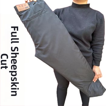 Unisex hlače od ovčje kože za zimu, visokog struka, s integriranom krznom