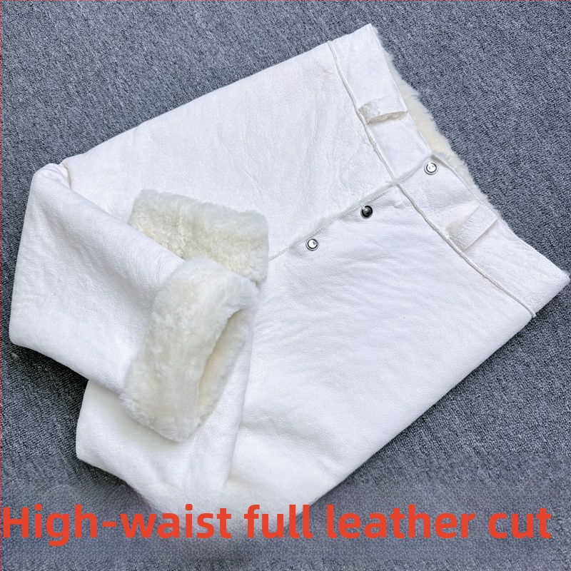 Hlače od umjetne kože, uski kroj, proljeće 2025, originalni dizajn, s etiketom