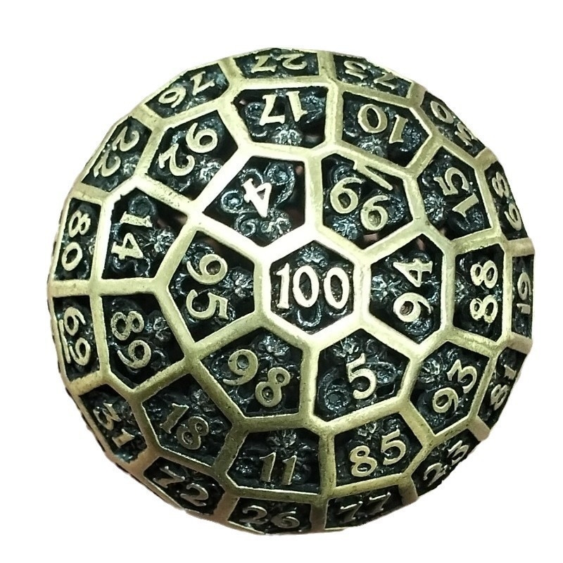 Bakrena D100 kocka s zaobljenim kutem, kutija od 100 komada, za TRPG/DND stolne igre, Šanwei, Guangdong