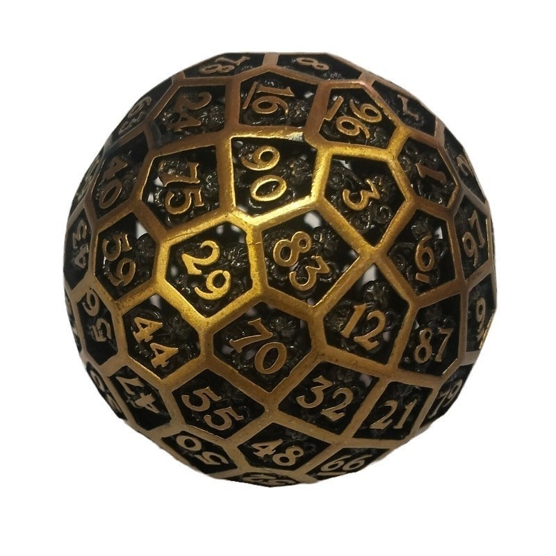 Bakrena D100 kocka s zaobljenim kutem, kutija od 100 komada, za TRPG/DND stolne igre, Šanwei, Guangdong