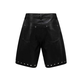 PU kožne šorcice, širokog kroja, srednji pojas, ljeto, gradski stil s ukrasnim detaljima