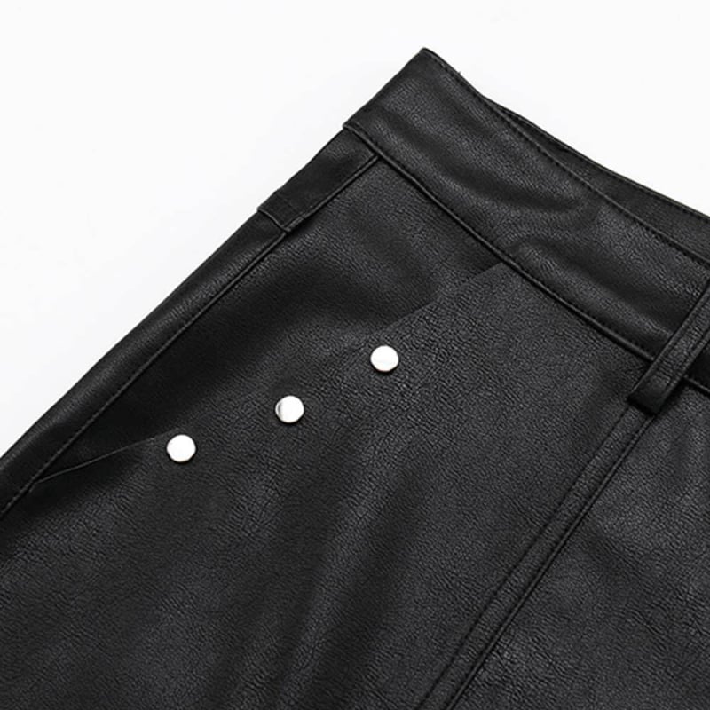 PU kožne šorcice, širokog kroja, srednji pojas, ljeto, gradski stil s ukrasnim detaljima