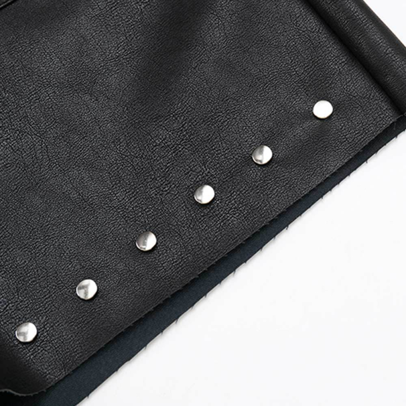 PU kožne šorcice, širokog kroja, srednji pojas, ljeto, gradski stil s ukrasnim detaljima