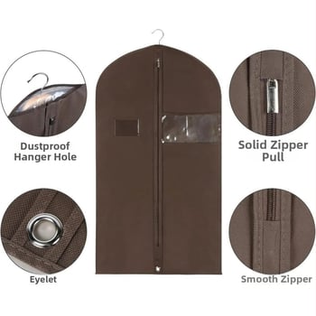 Taška na oblečenie z netkaného materiálu so priehľadným okienkom, jednoduchý a moderný štýl, odolná proti prachu a vlhkosti