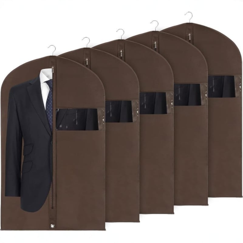 Sac de haine din material nețesut cu fereastră transparentă, stil simplu și modern, protecție împotriva prafului și umezelii