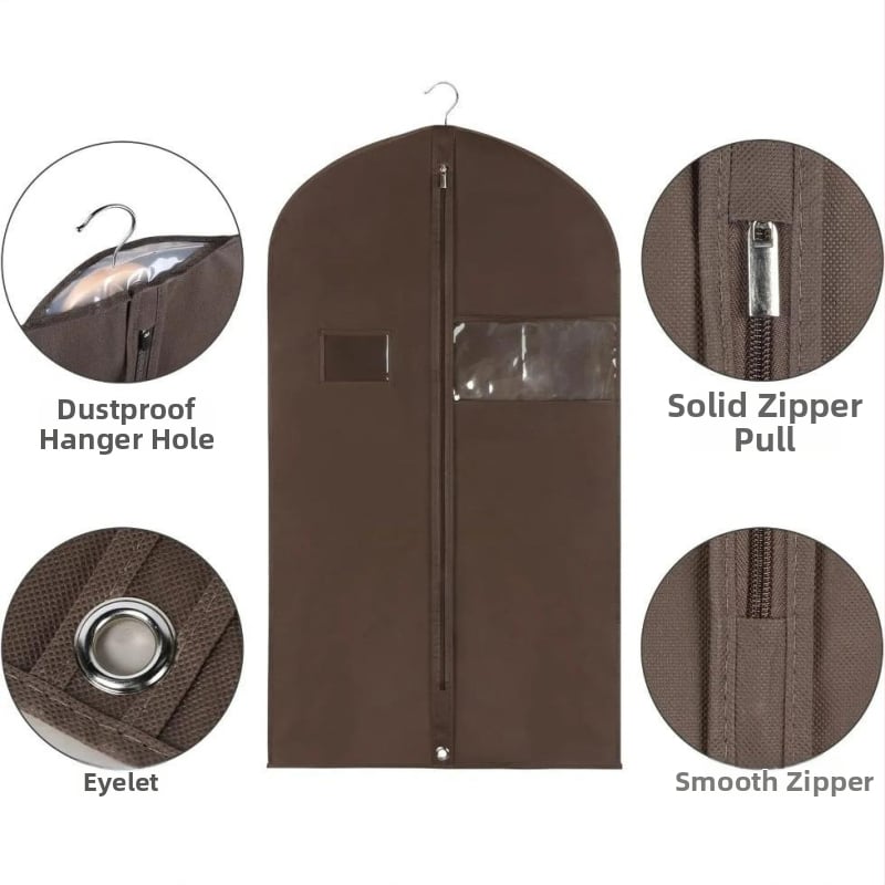 Taška na oblečenie z netkaného materiálu so priehľadným okienkom, jednoduchý a moderný štýl, odolná proti prachu a vlhkosti