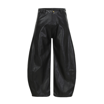 Pantalone s izgledom kože, američki stil, opušteni ravni kroj