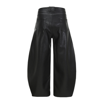 Pantalone s izgledom kože, američki stil, opušteni ravni kroj