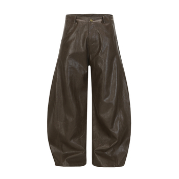 Pantalone s izgledom kože, američki stil, opušteni ravni kroj