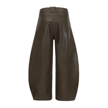 Pantalone s izgledom kože, američki stil, opušteni ravni kroj