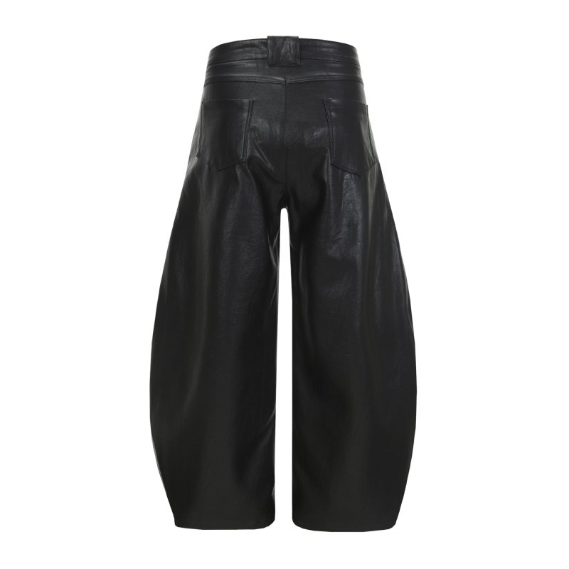Pantalone s izgledom kože, američki stil, opušteni ravni kroj