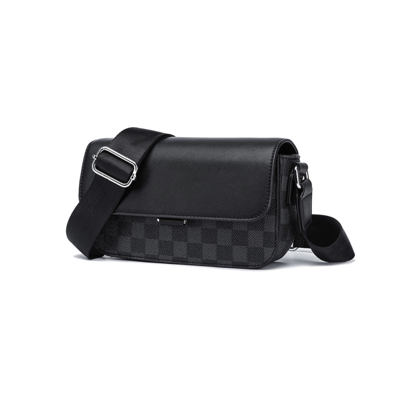 Muška crossbody torba, ulični stil, PVC materijal, karirani uzorak, podstava od poliestera, proljeće 2025