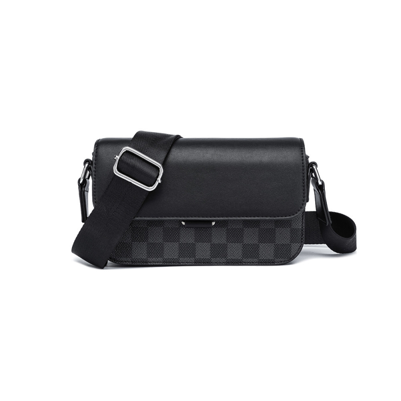 Muška crossbody torba, ulični stil, PVC materijal, karirani uzorak, podstava od poliestera, proljeće 2025