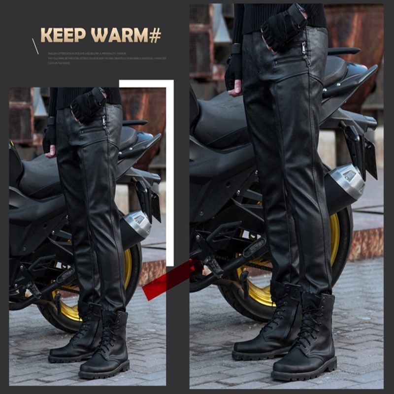 Pantalone od ovčje kože za motocikle, marka Chiweng, skateboard stil, uzorak Color block, jesen 2022