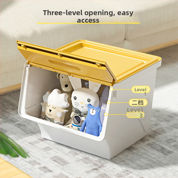 Ou hao Veľká domáca plastová úložná nádoba s predným otvorom a viečkom, PP materiál, viacúčelová, prachotesná, karikatúrny štýl