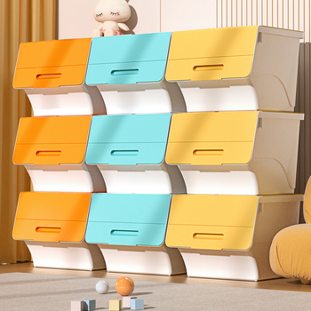 Ou hao Háztartási nagy elülső nyitású műanyag tároló doboz fedéllel, PP anyagú, többfunkciós, porvédett, rajzfilm-stílusú