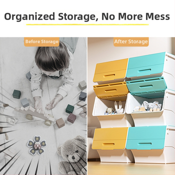 Ou hao Veľká domáca plastová úložná nádoba s predným otvorom a viečkom, PP materiál, viacúčelová, prachotesná, karikatúrny štýl