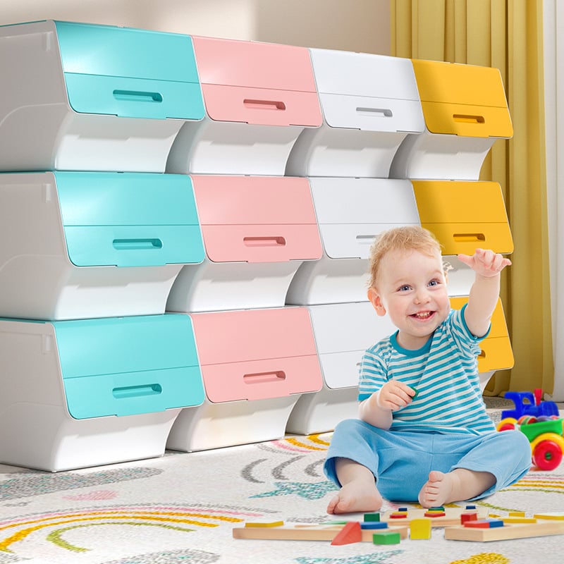 Ou hao Háztartási nagy elülső nyitású műanyag tároló doboz fedéllel, PP anyagú, többfunkciós, porvédett, rajzfilm-stílusú