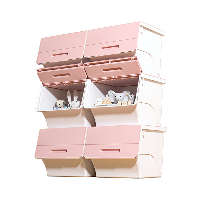 Ou hao Háztartási nagy elülső nyitású műanyag tároló doboz fedéllel, PP anyagú, többfunkciós, porvédett, rajzfilm-stílusú