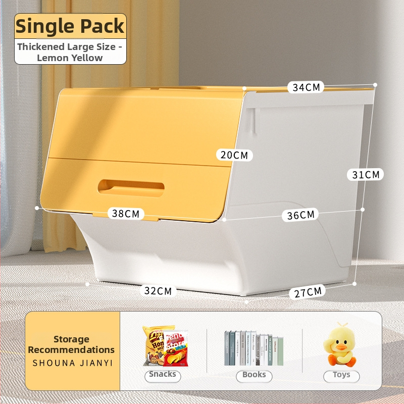 Ou hao Veľká domáca plastová úložná nádoba s predným otvorom a viečkom, PP materiál, viacúčelová, prachotesná, karikatúrny štýl