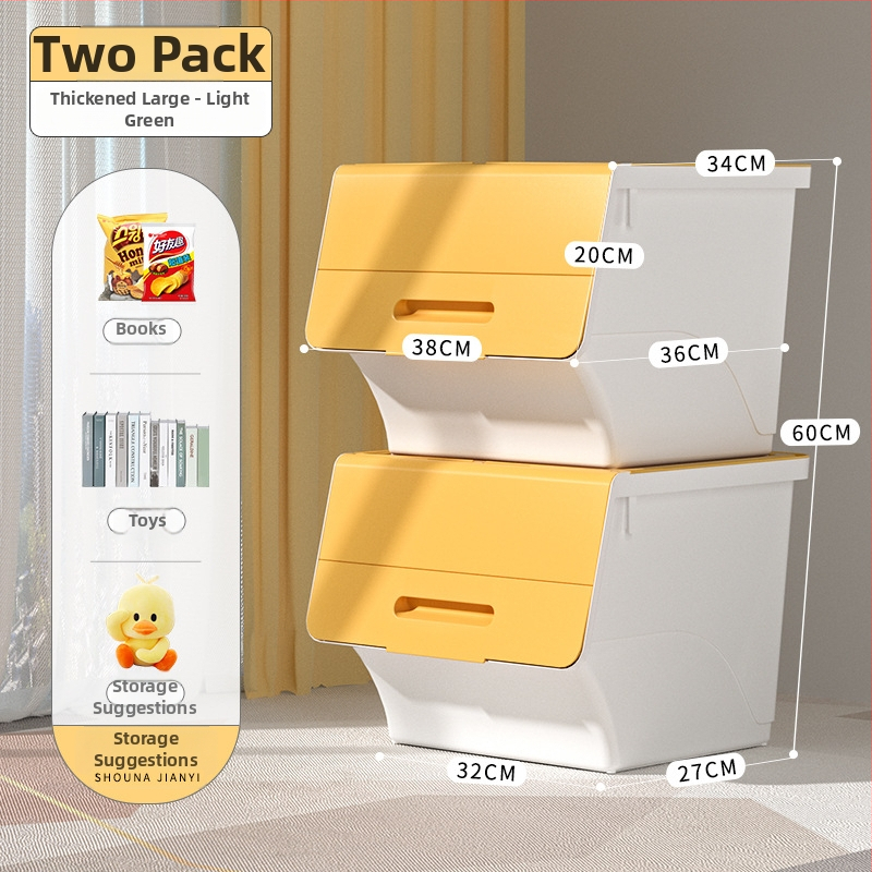 Ou hao Veľká domáca plastová úložná nádoba s predným otvorom a viečkom, PP materiál, viacúčelová, prachotesná, karikatúrny štýl