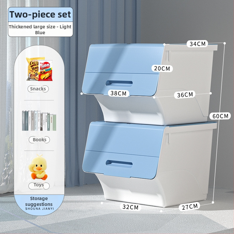 Ou hao Veľká domáca plastová úložná nádoba s predným otvorom a viečkom, PP materiál, viacúčelová, prachotesná, karikatúrny štýl