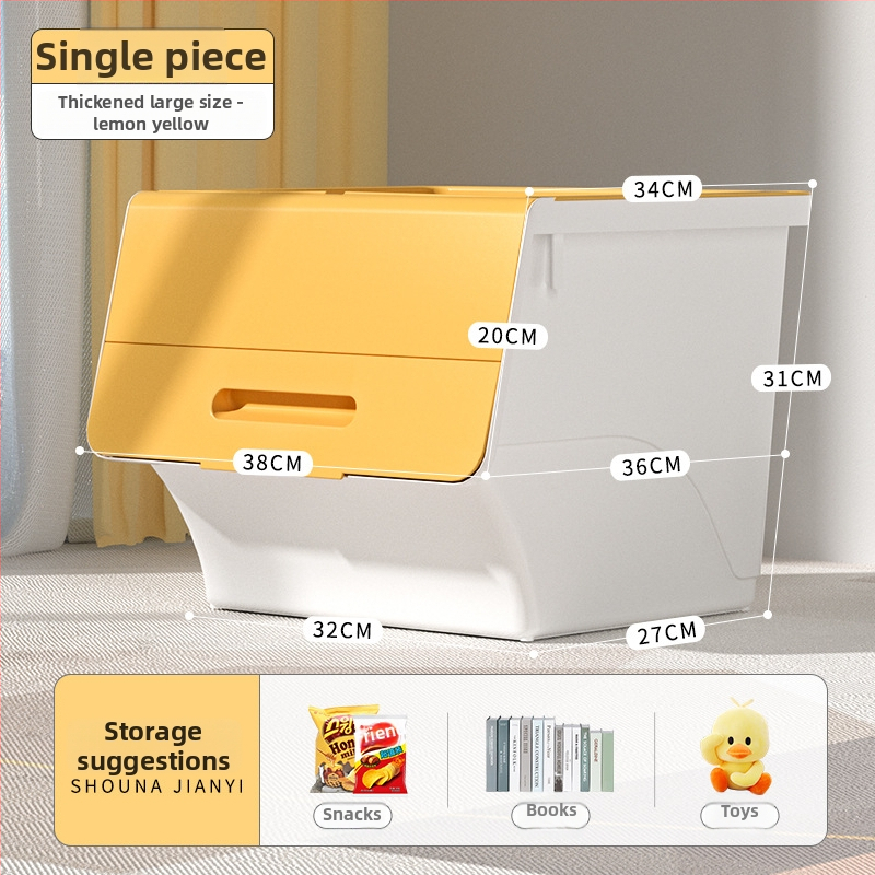 Ou hao Veľká domáca plastová úložná nádoba s predným otvorom a viečkom, PP materiál, viacúčelová, prachotesná, karikatúrny štýl