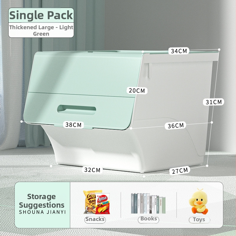 Ou hao Veľká domáca plastová úložná nádoba s predným otvorom a viečkom, PP materiál, viacúčelová, prachotesná, karikatúrny štýl