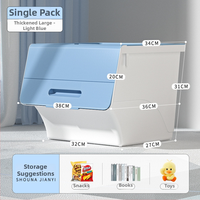 Ou hao Veľká domáca plastová úložná nádoba s predným otvorom a viečkom, PP materiál, viacúčelová, prachotesná, karikatúrny štýl