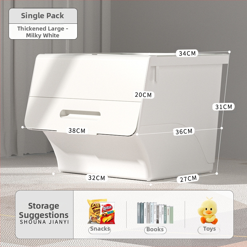 Ou hao Veľká domáca plastová úložná nádoba s predným otvorom a viečkom, PP materiál, viacúčelová, prachotesná, karikatúrny štýl