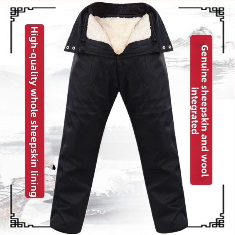 Birka bőrből készült nadrág magas derekú, lazán szabott, vastag téli melegen tartó férfiak és nők számára