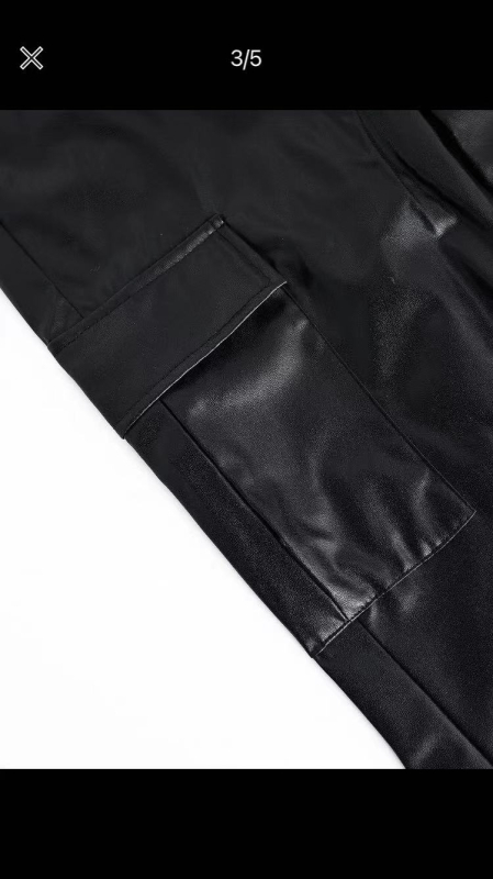 Muške hlače od PU kože, ravnog kroja, s višestrukim džepovima, srednji pojas, retro jesenski stil