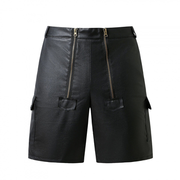 Muške PU kožne kratke hlače, jednofarbene, uski kroj, punk stil, casual nošenje