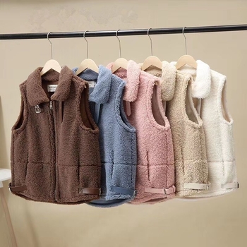 Ženska chenille vesta s poliesterskim punjenjem, polo ovratnik, proljeće 2025, korejski stil