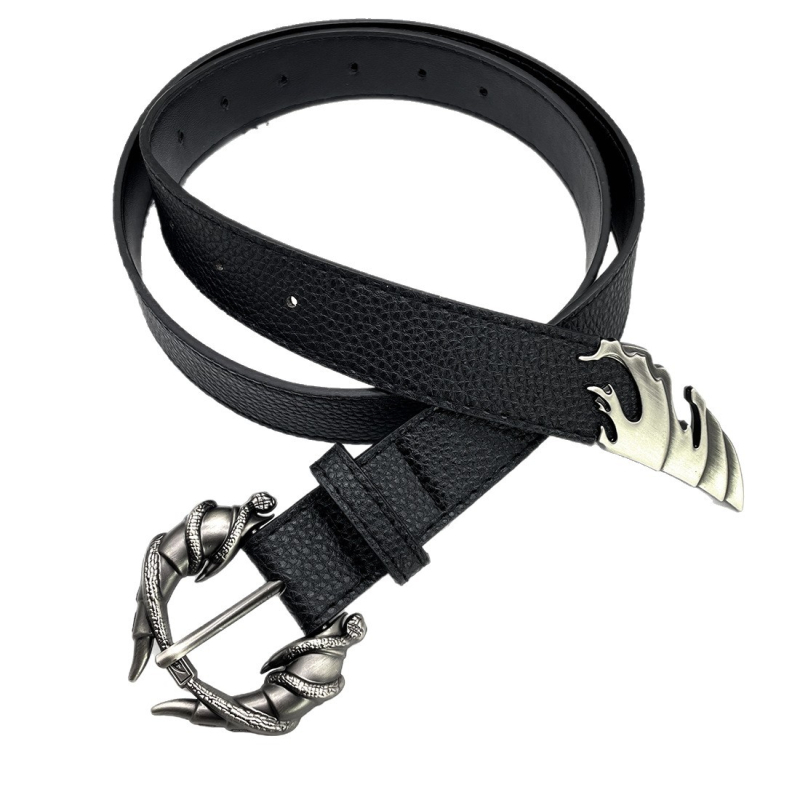 Kožni kaiš s kopčom od legure; jedinstven dizajn s dvostrukim zmijama i kandžom zmaja; nišni stil, punk street stil; širina 2-4 cm; PU koža; kopča od legure; kopčanje sa iglom; obrada: izrezivanje, graviranje, elektroplatiranje