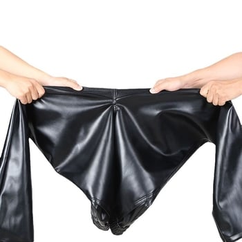 Férfi PU bőr nadrág, egyenes szabású, magas derék, téli vastag modell