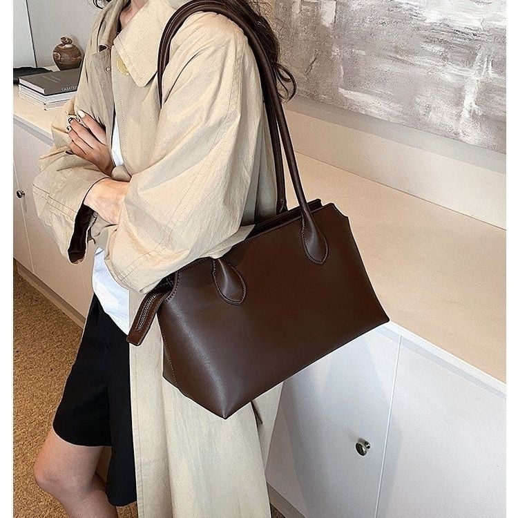 Mu qianli unisex minimalist Tote torba, poliester s kožnom podlogom, proljeće 2024