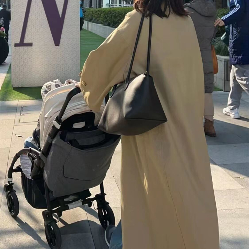Mu qianli unisex minimalist Tote torba, poliester s kožnom podlogom, proljeće 2024