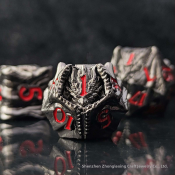 Kovinske zmajske kocke, 7-djelni set, cinkova legura, D20, pravokutni stil, dodatak za stolne RPG