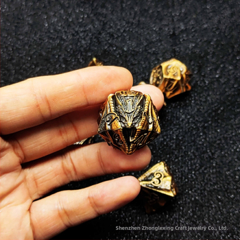 Kovinske zmajske kocke, 7-djelni set, cinkova legura, D20, pravokutni stil, dodatak za stolne RPG