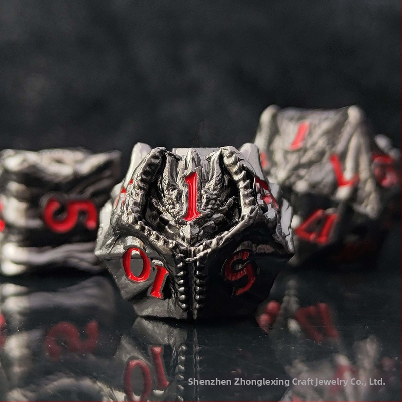 Kovinske zmajske kocke, 7-djelni set, cinkova legura, D20, pravokutni stil, dodatak za stolne RPG