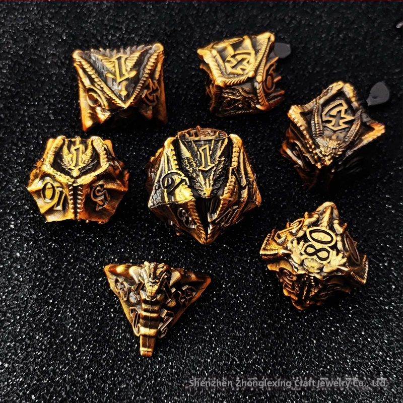 Kovinske zmajske kocke, 7-djelni set, cinkova legura, D20, pravokutni stil, dodatak za stolne RPG
