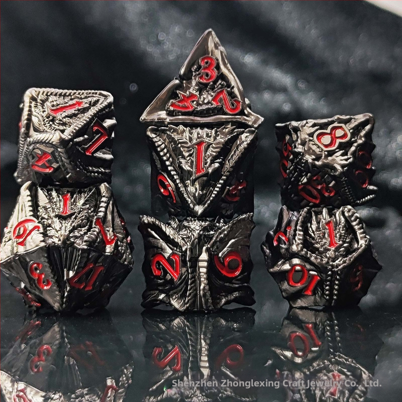 Kovinske zmajske kocke, 7-djelni set, cinkova legura, D20, pravokutni stil, dodatak za stolne RPG