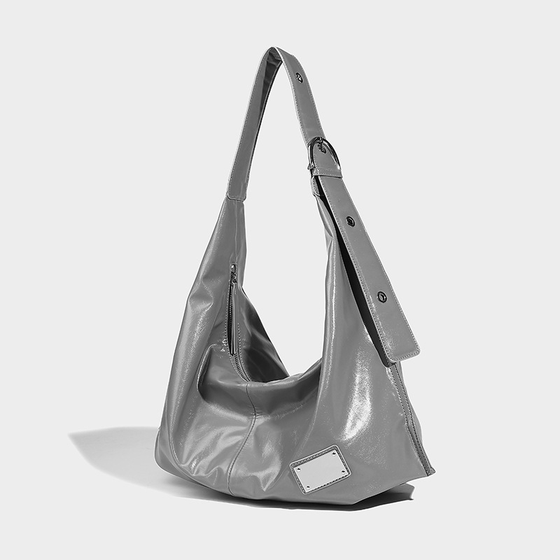 PU tote táska Dumpling-stílusú, tavasz 2025, cipzáras zárás, belső cipzáras zseb