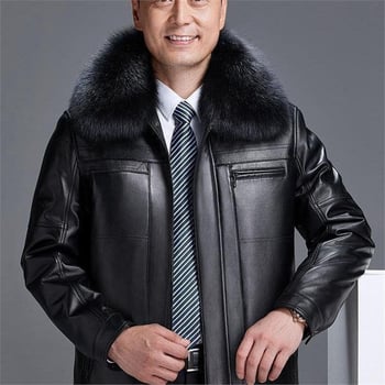 PU bőrből készült kabát, fleece-béléssel, gallér rever, dupla patentos záródás, lazán szabott